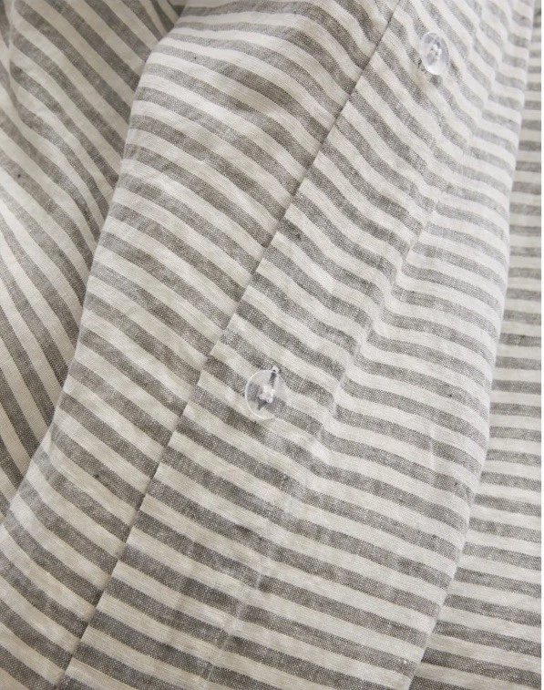 Conjunto completo de capa de edredom queen marmelo 2 fronhas linho orgânico cinza listra branca novo sem etiquetas - Imagem 2 de 4