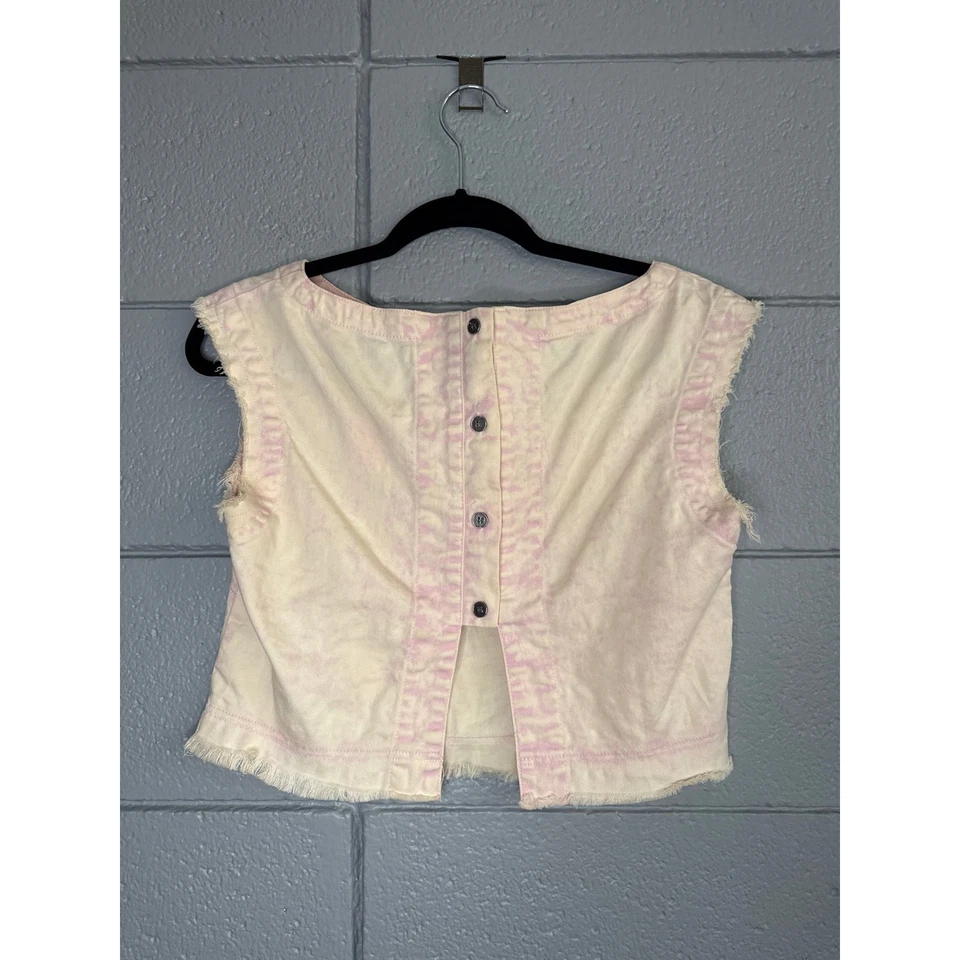 Women's Rachel Comey Yana Boxy Cotton Canvas Crop Top in Pink Ombre size 4 Boho - Image 2 of 4