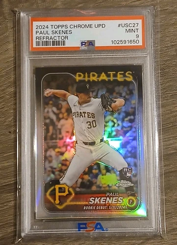 ⚾️ 2024 Topps Chrome Update Rookie Debut Refractor #USC27 Paul Skenes PSA 9 📈🔥