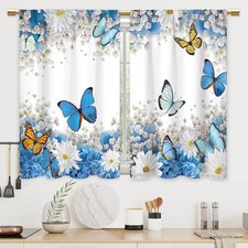 Blue Teal Flower Butterfly 27.5"W x 39"L (Pack of 2) F4 Flower Butterfly
