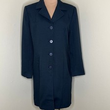 Vtg Renlyn New York Jacket 8 Womens Longline Work 90s Made in USA Blazer Coat