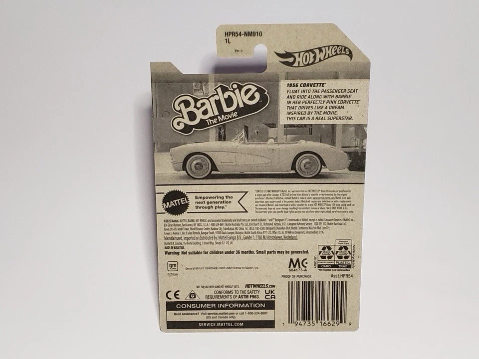 Corvette Hot Wheels Error Barbie Película Tiempo de Pantalla 56’ con Llanta Sin Cromo Foto 2 de 2