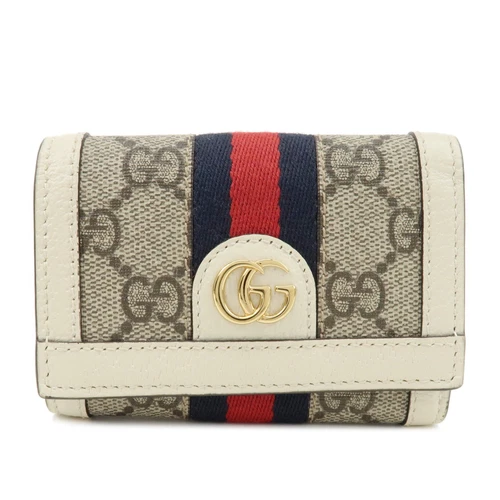Portefeuille Gucci Ophidia GG Supreme cuir triple pli beige ivoire 644334 occasion