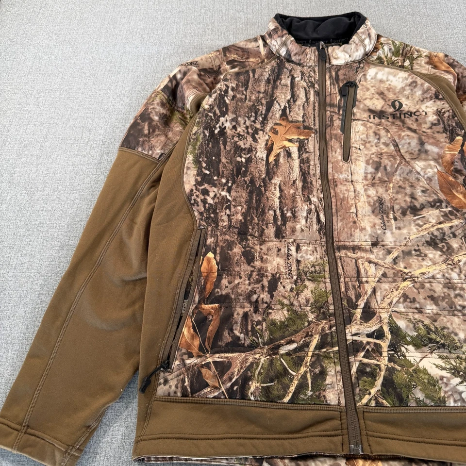 Cabelas Instinct Jacket Medium Brown Camo Woodlands Full Zip Thermal Hunting - Image 2 of 4