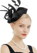 Fascinators for Women Tea Party Hat Headband Derby Wedding Church 1 Black