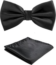 TIE G Solid Color Pre-Tied Bow Tie and Pocket Square Sets in Gift Box