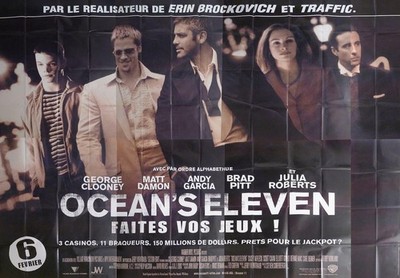 OCEAN'S ELEVEN - - CLOONEY / PITT / LAS VEGAS - RARE 8 PANELS POSTER BILLBOARD