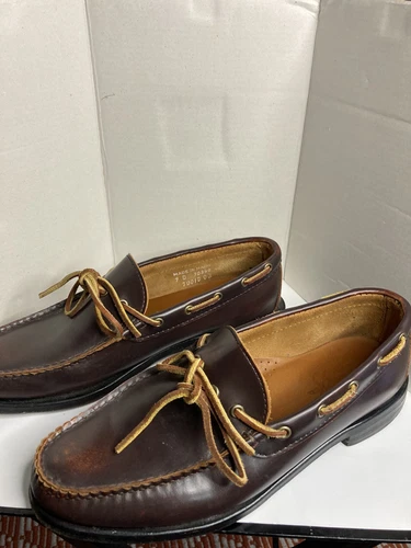 Rancourt Leather Upper & Soles, Boat Shoes Brown Size 9D VGC Made In USA - Picture 2 of 8
