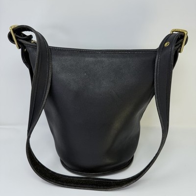 Vintage Coach Helen's Legacy 9953 Bucket Bag M Black Leather USA Made Adjustable
