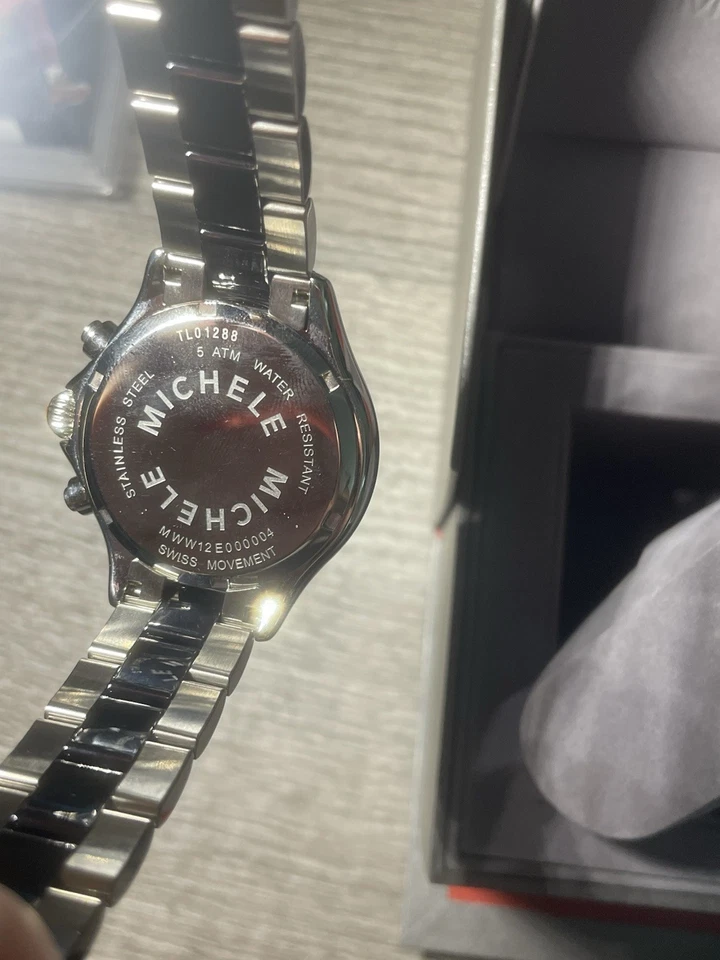 Reloj Michele Tahitian Jelly Bean Cronógrafo Esfera Negra Nuevo Foto 4 de 4