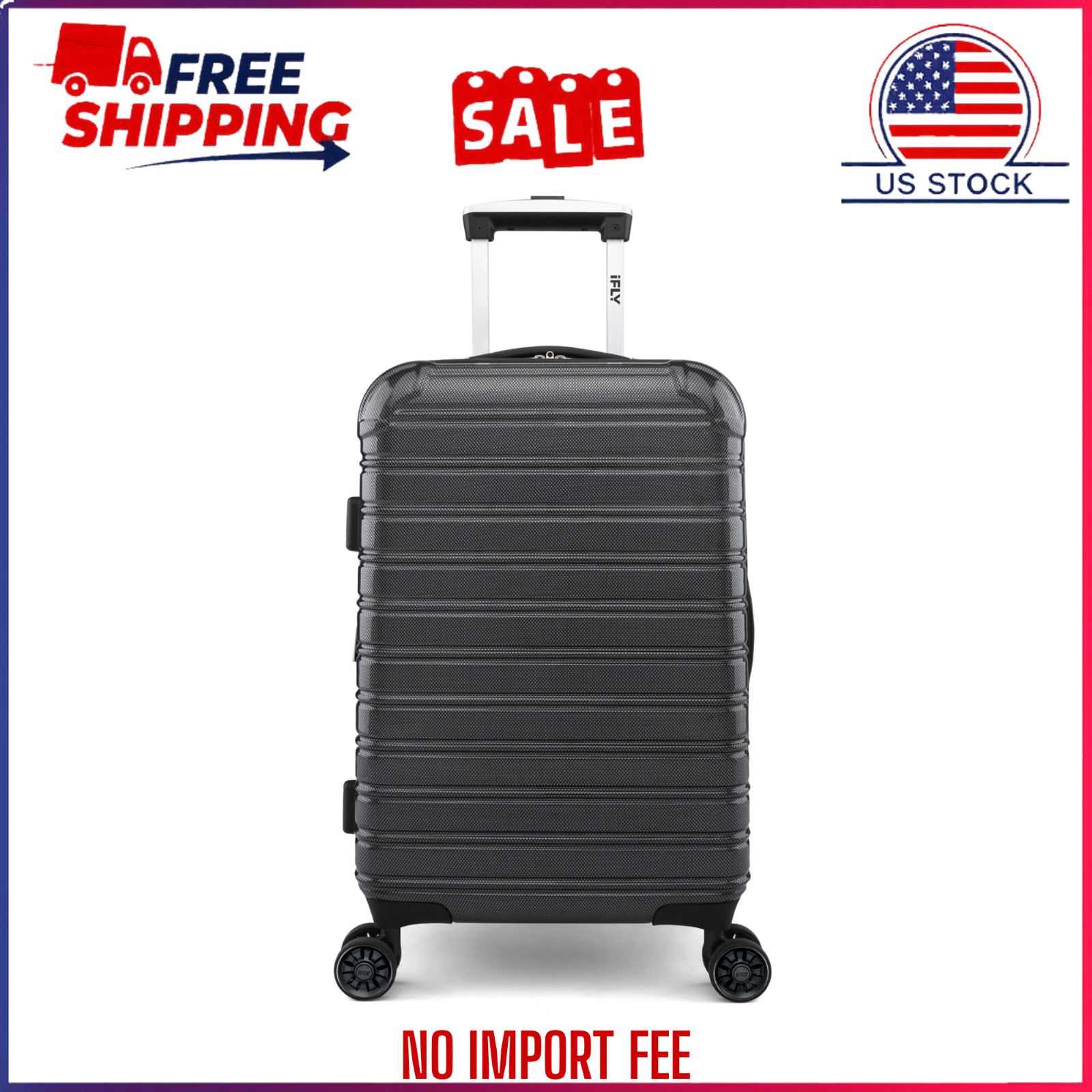 iFLY Fibertech 20" Hardside Carry-on Suitcase, Black