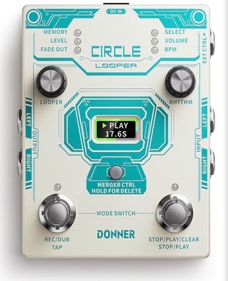 Donner Circle Looper Pedal Drum Machine, 2 in 1 Drum Looper Stereo Guitar Loop