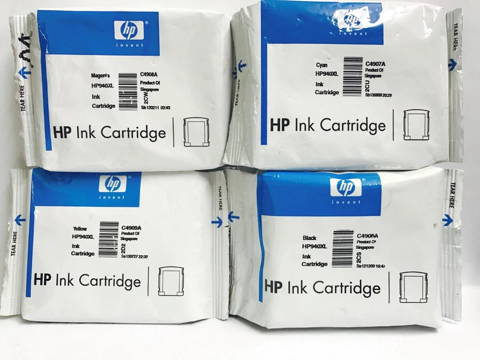 New Genuine HP 940XL Black Cyan Magenta Yellow 4PK Ink Cartridges - Image 2 of 2