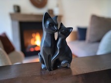Black Cat Ornament featuring a pair of loving cats in a sitting pose. 258