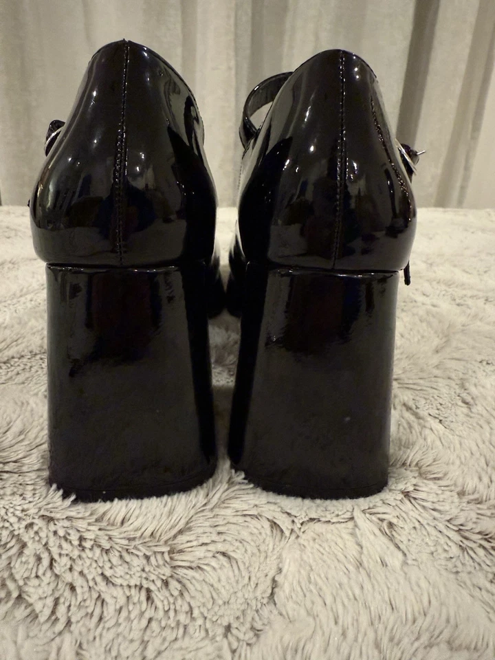 Tacones gruesos Steve Madden Tiffane plataforma charol negro Mary Jane’s talla 10 Foto 4 de 4