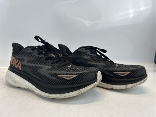 Hoka One One Clifton 9 1132211 BCPPR schwarze Damen-Laufschuhe Turnschuhe Größe 7 D