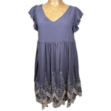Altar'd State Embroidered Crochet Back Lace Hem Mini Dress Large Fairy Cottage
