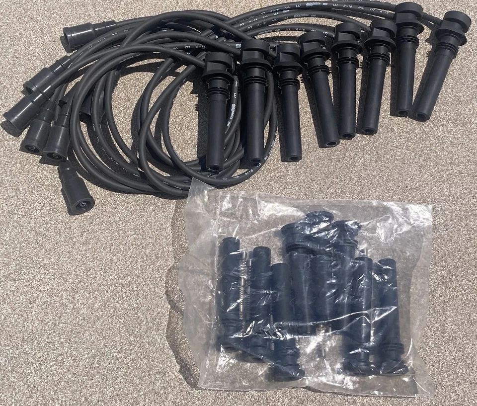 Juego de cables de bujía y botas de bobina Prestolite 538001 Dodge Ram 1500 2500 3500 Foto 2 de 3