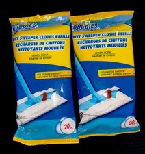 2 Packs Scrub Buddies Wet Cloths Refills Lemon Scent FITS Swiffer Sweeper 40 CT