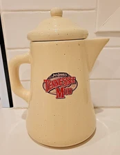 Vtg Jack Daniels STONEWARE Coffee pot TENNESSEE MUD advertising Western America