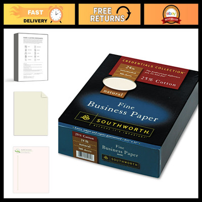 25% Cotton Business Paper, Natural Wove, 24 lb, 8.5''x11'', 500 Sheets, FSC Certif