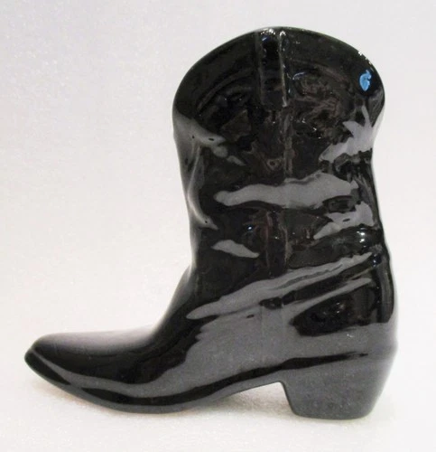 Frankoma Pottery 4.5" Cowboy Boot 134 Gloss Black Glaze