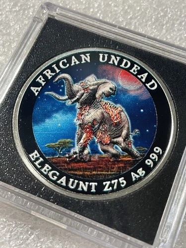 Elegaunt Zombucks Colorized 1 Troy Ounce .999 Fine Silver- Only 1200 Minted