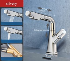 Hot and Cold Water Sink Faucet with 360  Rotating Spray and Pull-Out Function