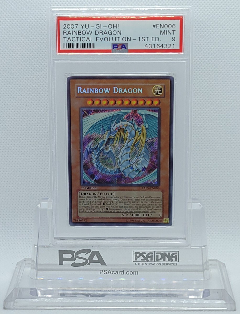 YUGIOH 1ST ED TAEV-EN006 RAINBOW DRAGON SECRET RARE HOLO PSA 9