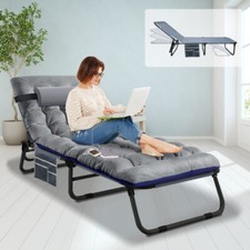 NAIZEA Folding Camping Bed Camp Cot Outdoor Reclining Lounge Chair Sleeping Cots