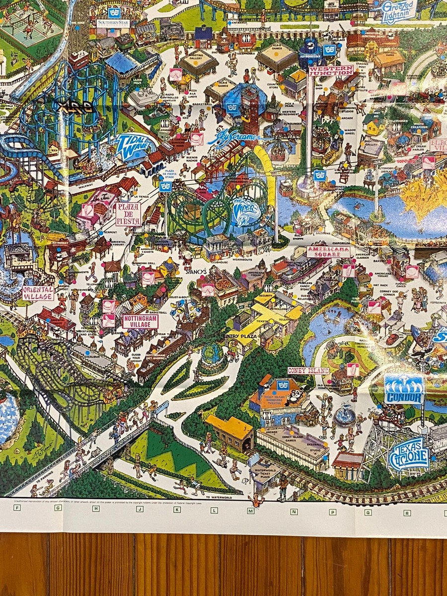Six Flags Astroworld Park Map AMUSEMENT PARK BROCHURE