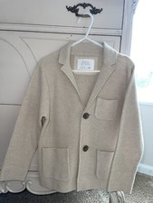 Zara Knit Beige Dress Jacket Blazer Sweater Long Sleeve Boys Kids 6 Collared