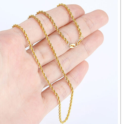 2.5mm Pure 18K Gold Rope Chain Au750 Singapore Twist 18ct Necklace Women Wedding - Picture 1 of 22