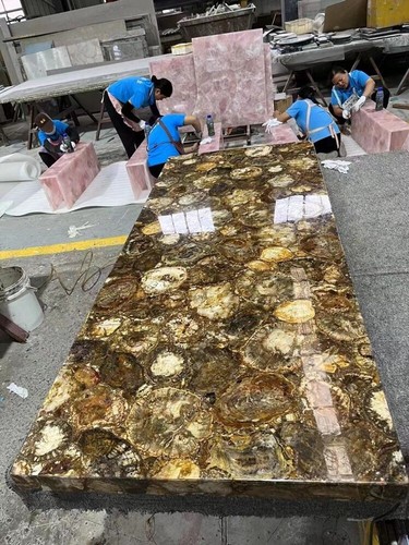 Petrified Wood Dining Table Natural Stone Bar Counter Slab Furniture Dec - Picture 3 of 7