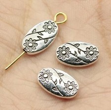 80pcs 10x6x3mm Flower Charms Beads Oval Small Hole Spacers Beads EF3727