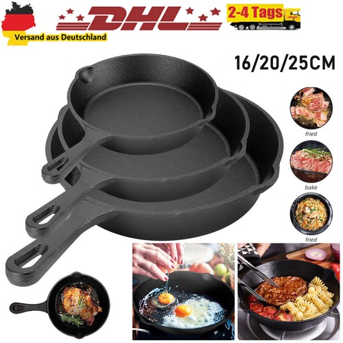 Pfannenset Antihaft Bratpfannen set Gusseisen Pfanne 3tlg 16+20+25 cm Induktion - Bild 2 von 18