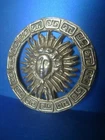 r18 Vintage Label Logo Brand Medusa Gargona in Ring Sun Symbol Sign to identify
