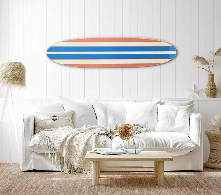 Large Surfboard Wall Art Decor Nautical Coastal Beach Accent Hangs