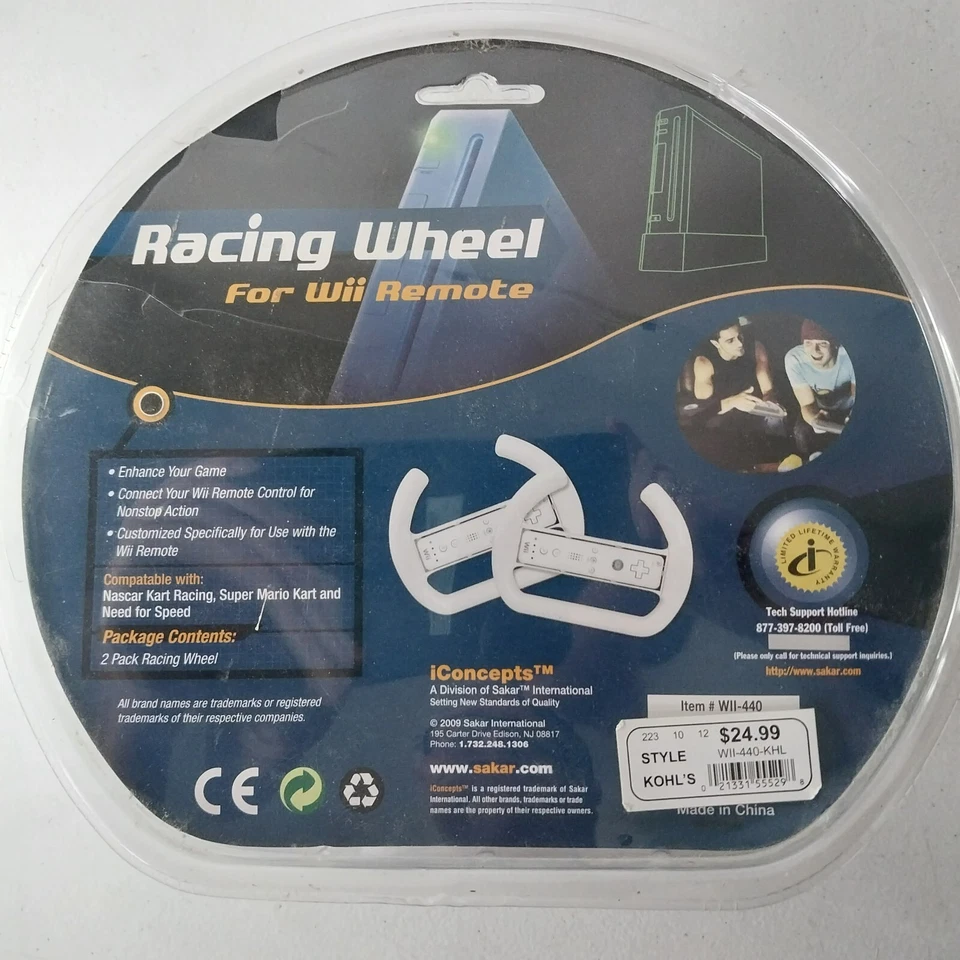 Concepts Sakar Dual Racing Wheels for Wii Remotes Compatible W/ Motion Plus New - Image 3 of 4