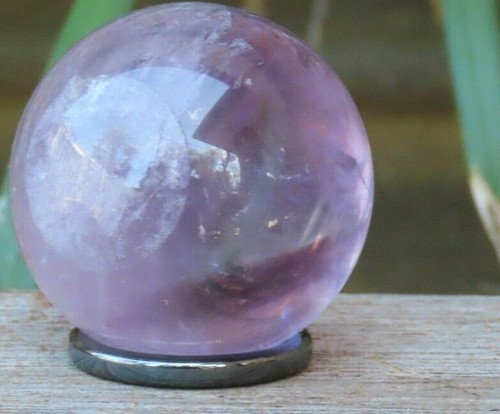 Amethyst Polished Crystal Sphere with Hematite Stand 54 Grams Purple - Picture 10 of 10