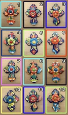 C19 TALAVERA CROSS 6.5" CROSSES MEXICAN  POTTERY HAND CRAFTED art MX FOLK ART