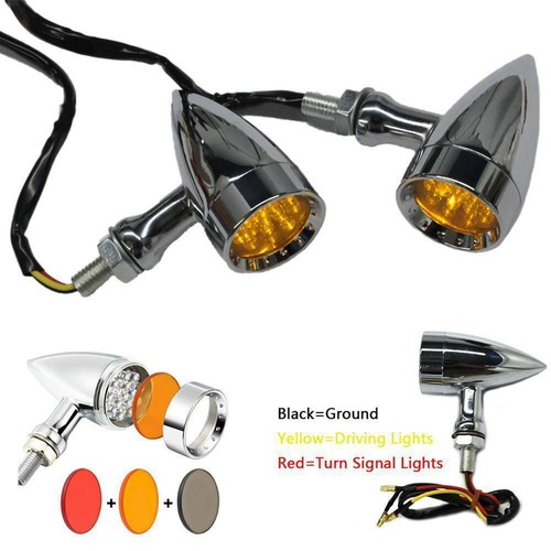Chrome Mini Bullet LED Indicators Blinkers Turn Signal For Harley Dyna / Softail - Picture 5 of 13