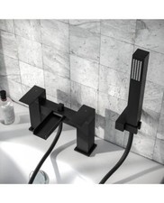 Waterfall Matt Black Bath Filler Mixer Tap and Shower Handset 