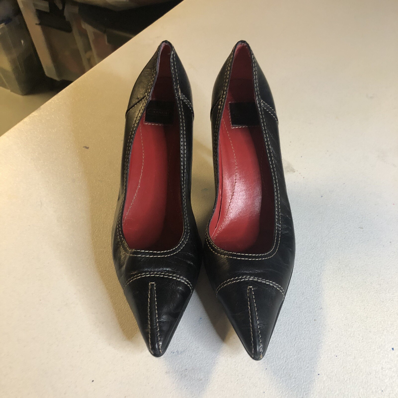 Coach Womans Pump 6 Black Solid Pointed Toe Stiletto … Gem
