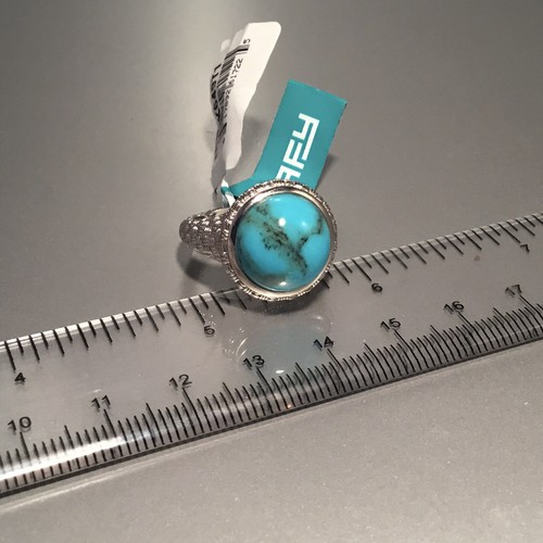 NWT EFFY TURQUOISE & STERLING SILVER PATTERNED SOLITAIRE RING SIZE 7 - Picture 11 of 11