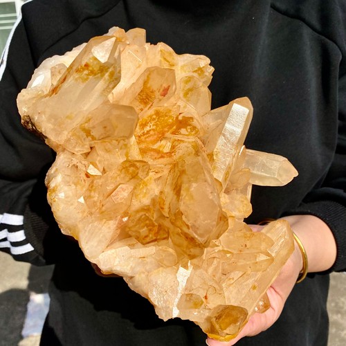 4.1LB Natural white crystal cluster quartz yellow cortical mineral sample - - Picture 9 of 14