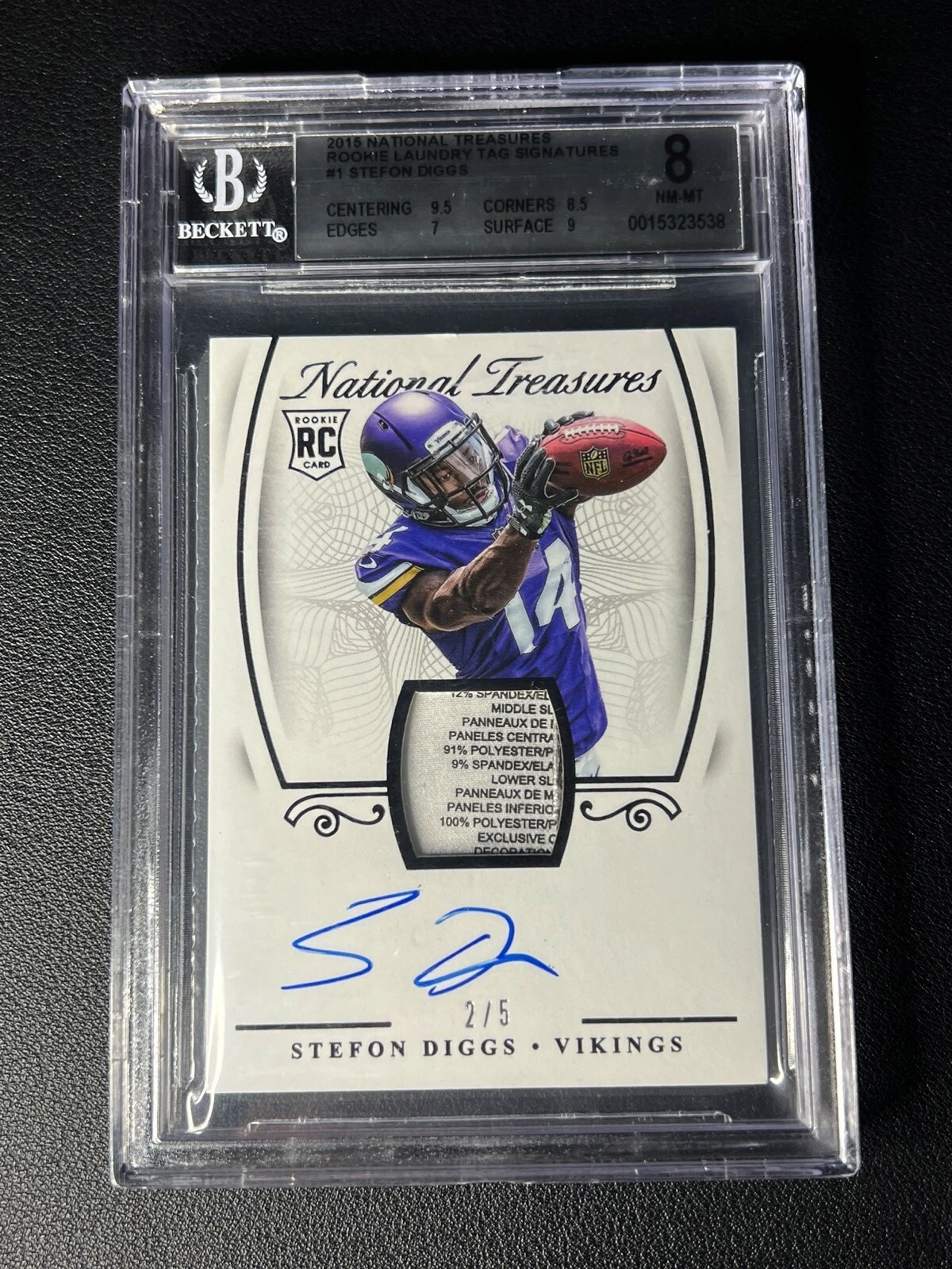Stefon Diggs Panini National Treasures Hats Off Signatures #SD New Era Laundry Tag 1/1