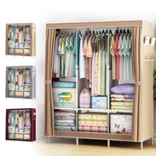 New Design Portable Clothes Storage Closet Wardrobe Rack Storage Shelf Durable