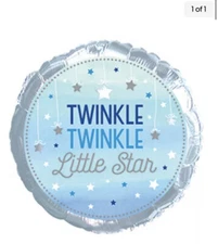 Blue Twinkle Twinkle Little Star 1st Birthday Helium Balloon