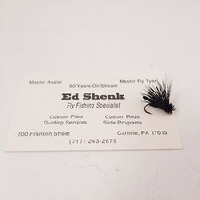 Fly tied by Ed Shenk Letort Cricket with Business Card and Letter